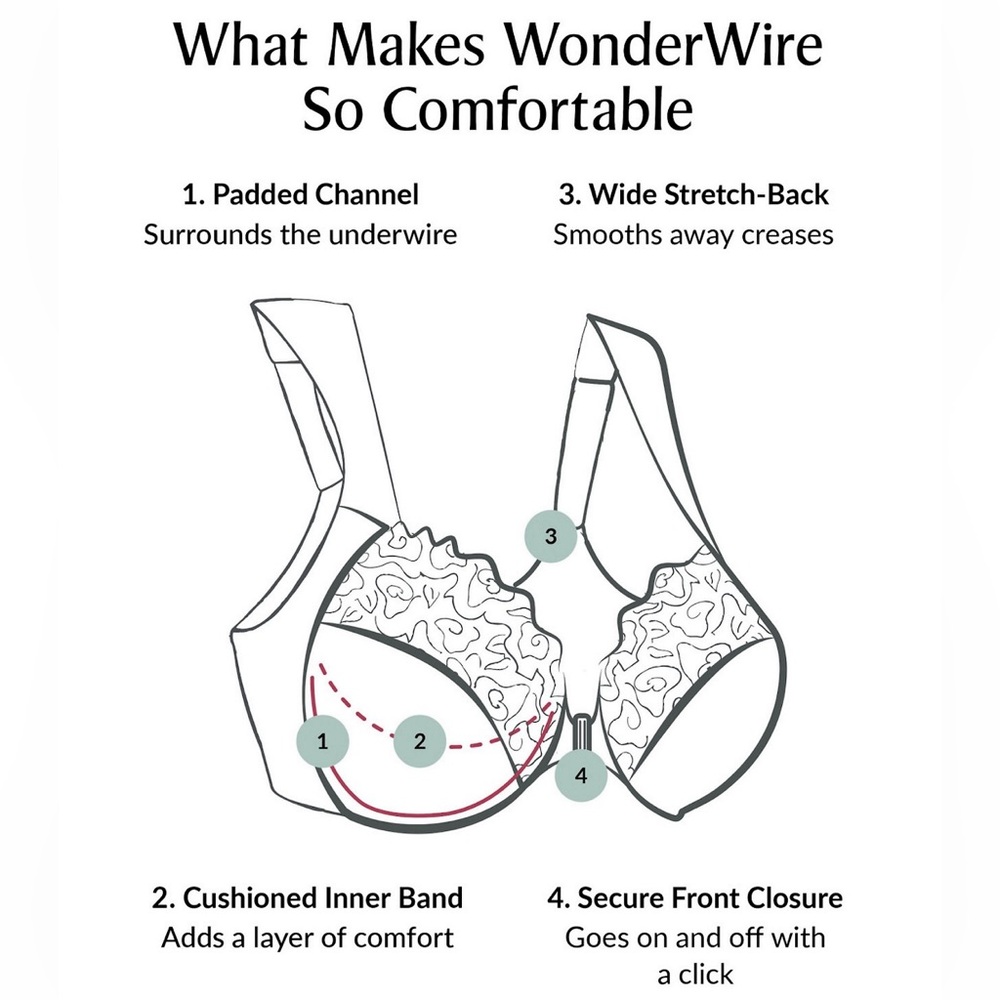 - Glamorise 48B Black WonderWire Front Close Bra! NEW! - Picture 10 of 16